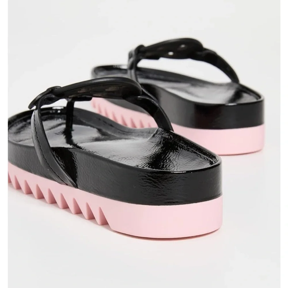 Tory Burch Women's Miller Cloud Lug Sandals Black Patent - Picture 11 of 12